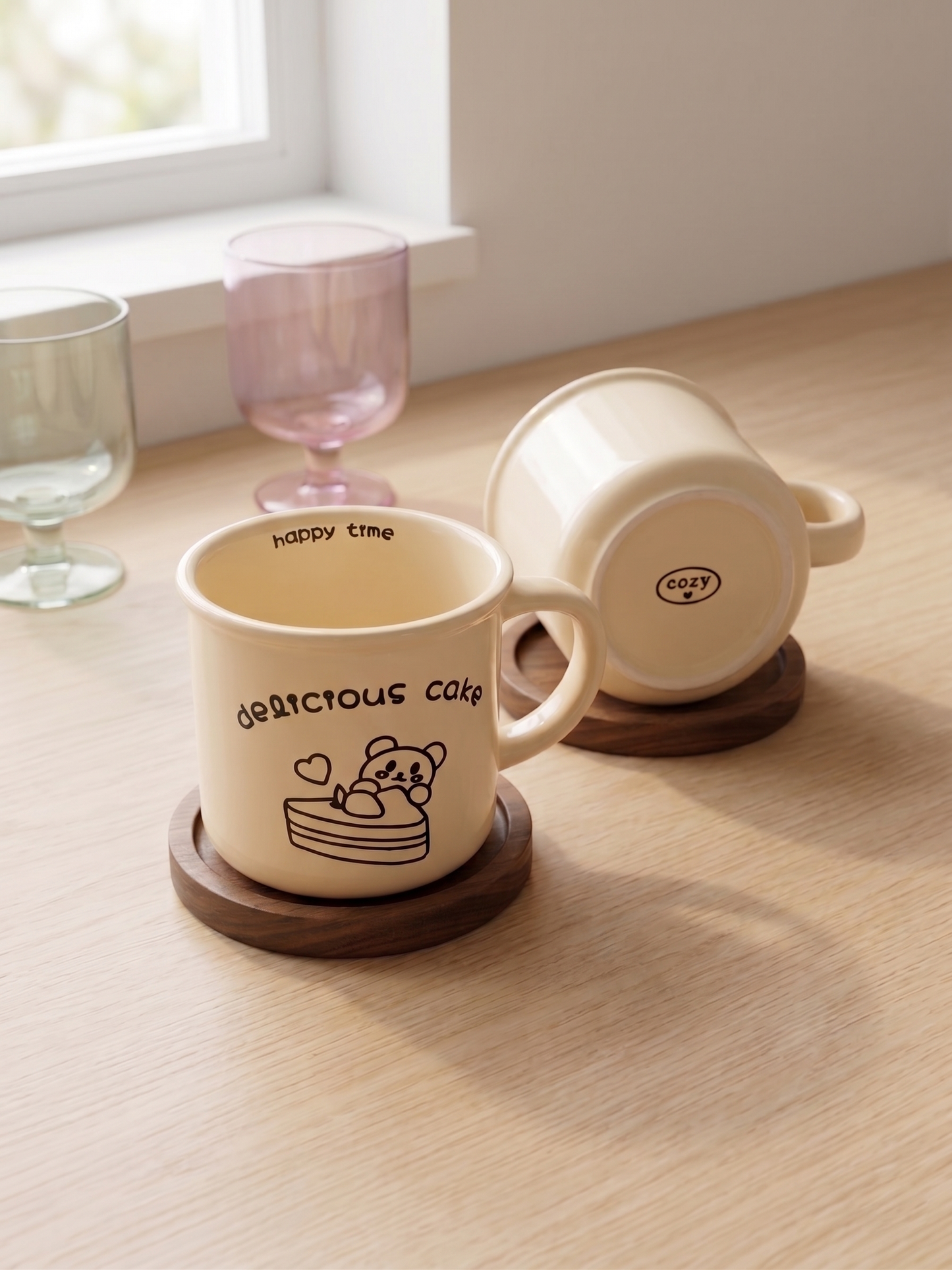 Ceramic Bear Cake Mug | Delicious Cake Beige Colored Mug