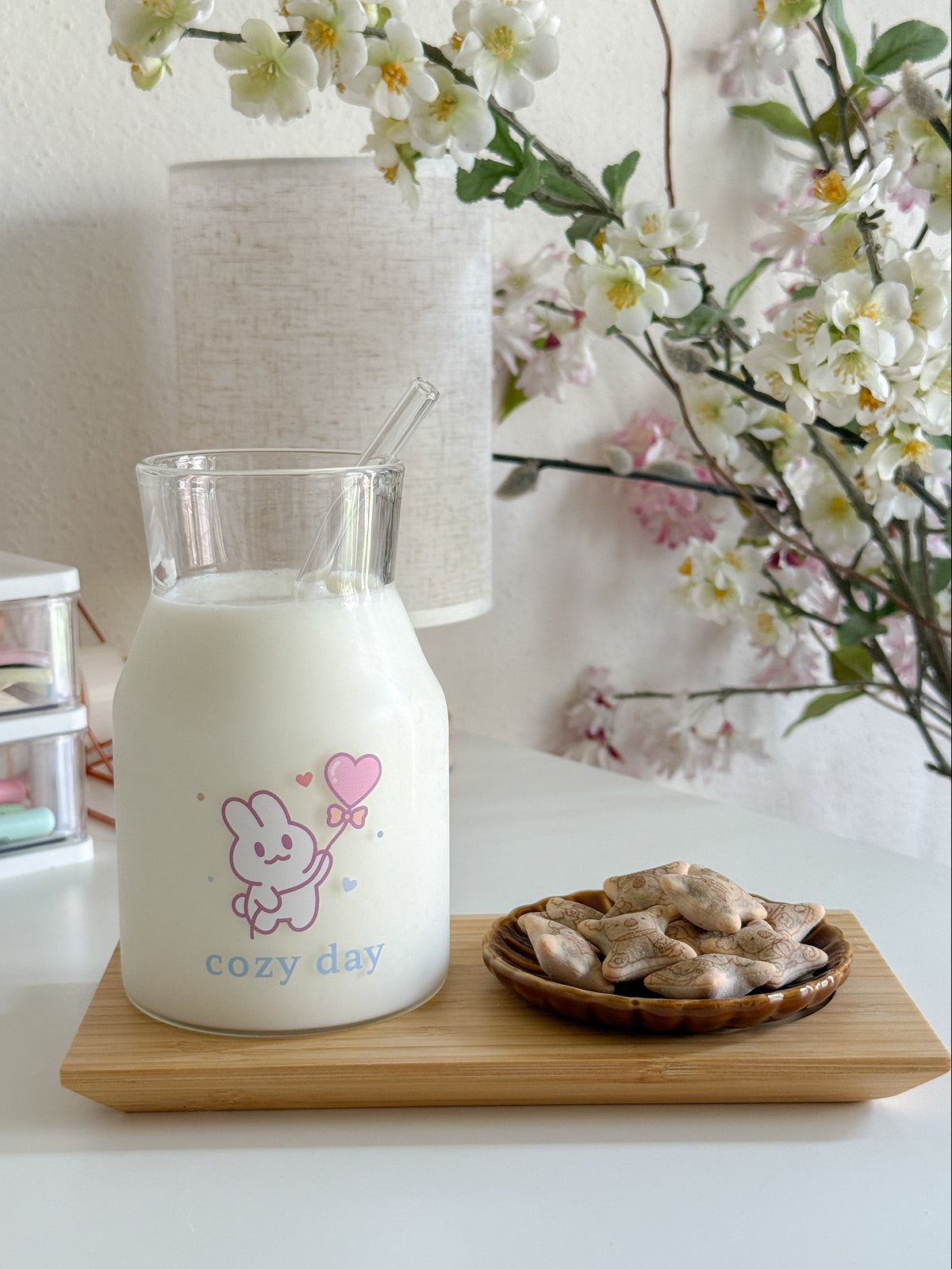 Cozy Day Bunny Glass | Pastel Pint Drinking Glass