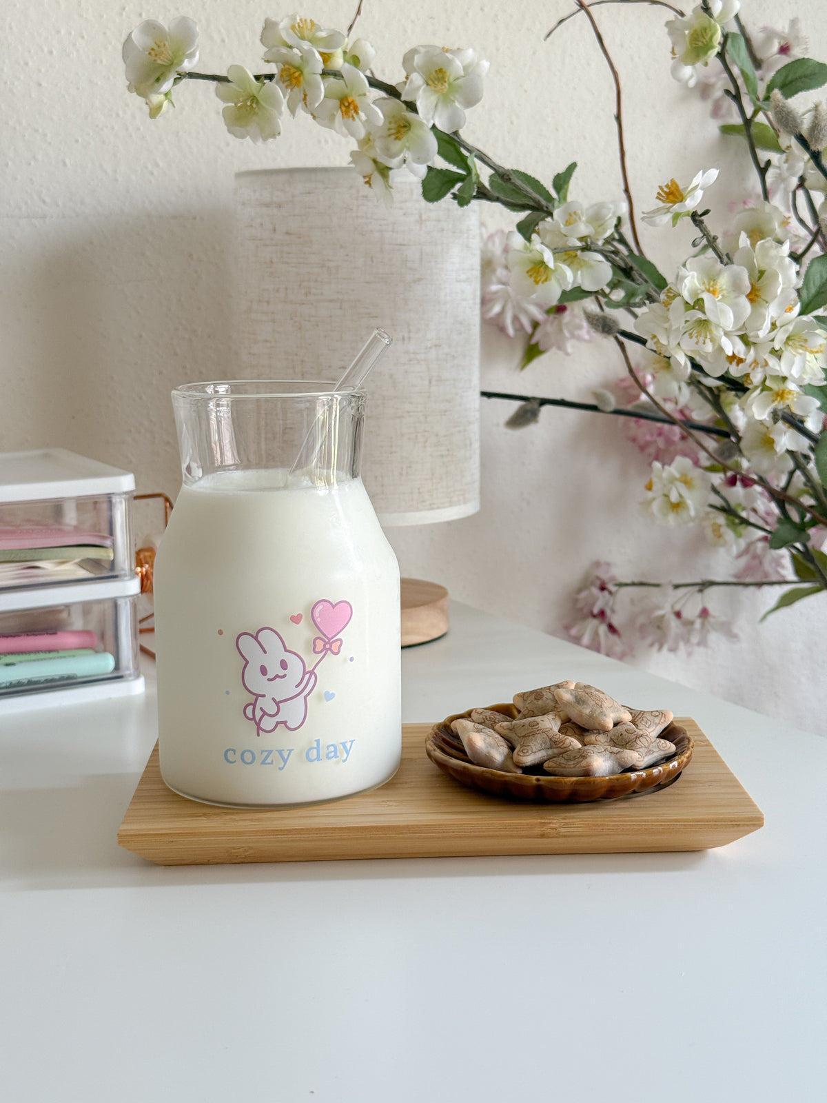 Cozy Day Bunny Glass | Pastel Pint Drinking Glass
