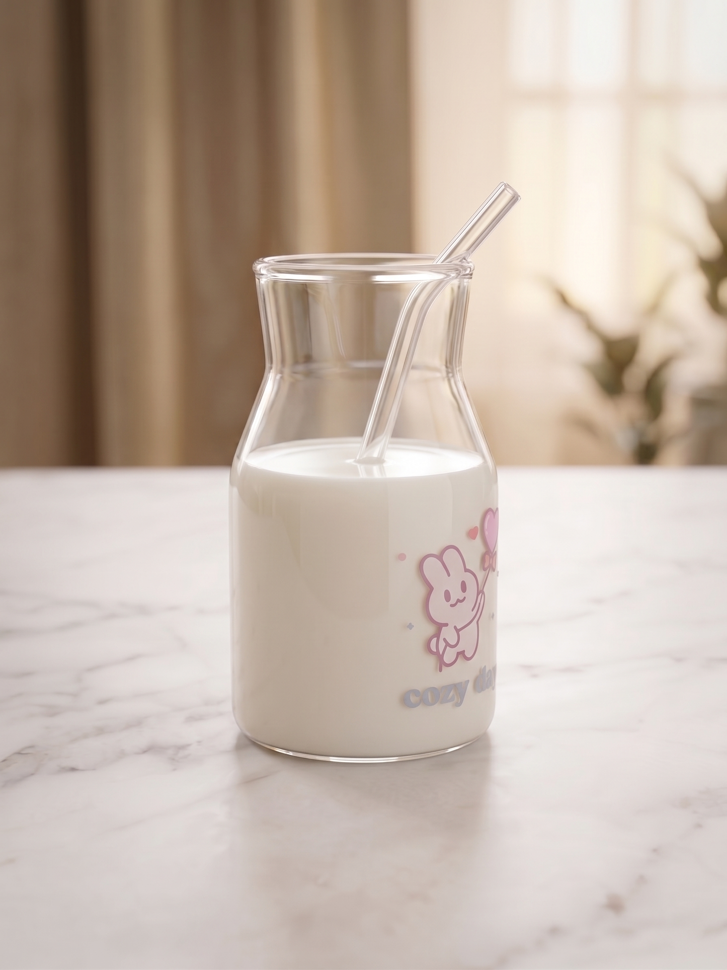 Cozy Day Bunny Glass | Pastel Pint Drinking Glass