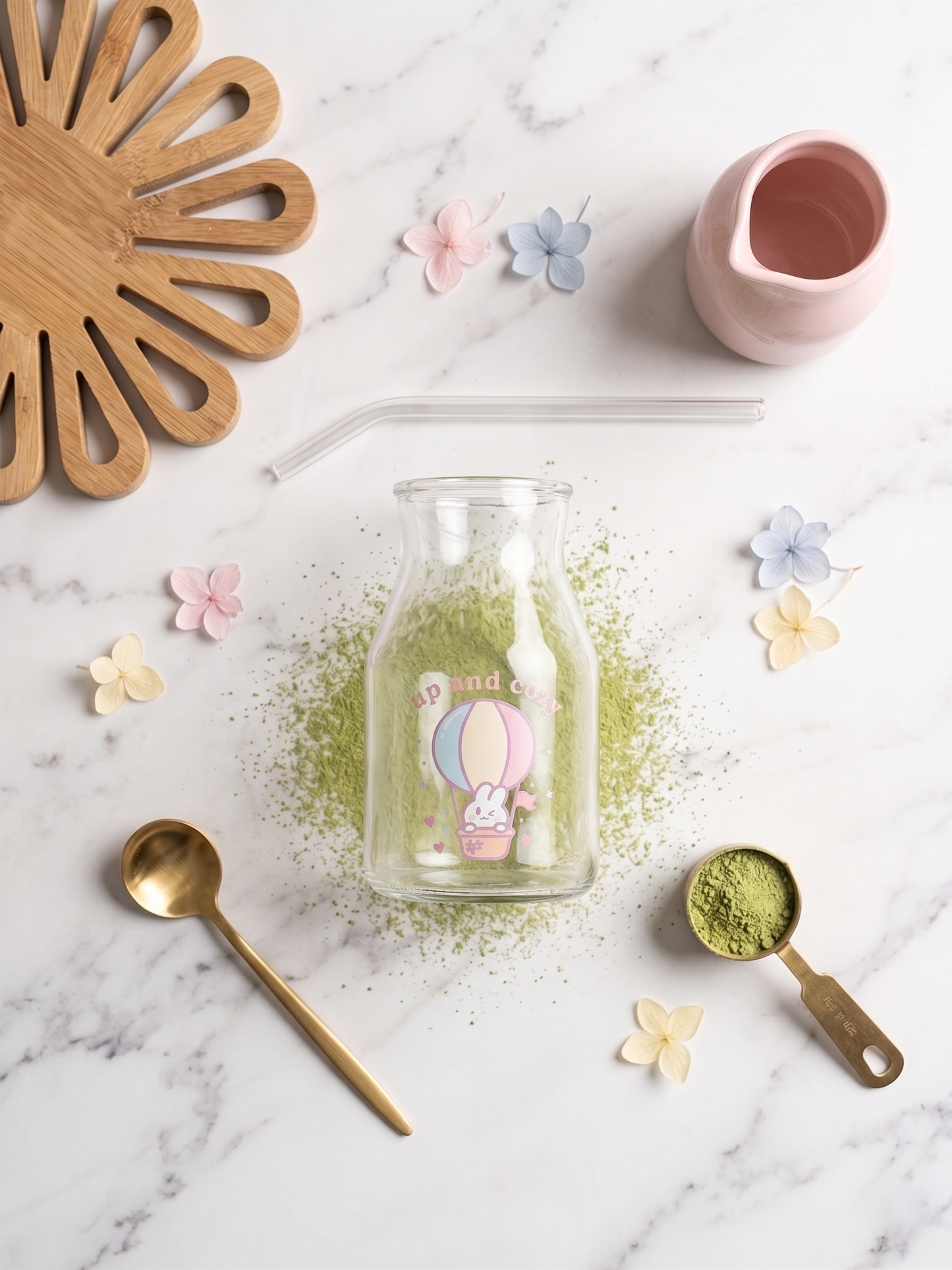 Up and Cozy Hot Air Balloon Bunny Glass | Pastel Pint Drinking Glass