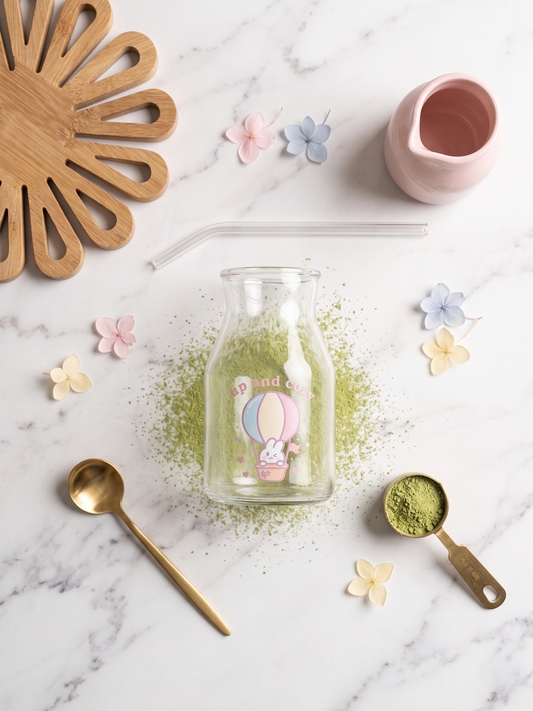 Up and Cozy Hot Air Balloon Bunny Glass | Pastel Pint Drinking Glass