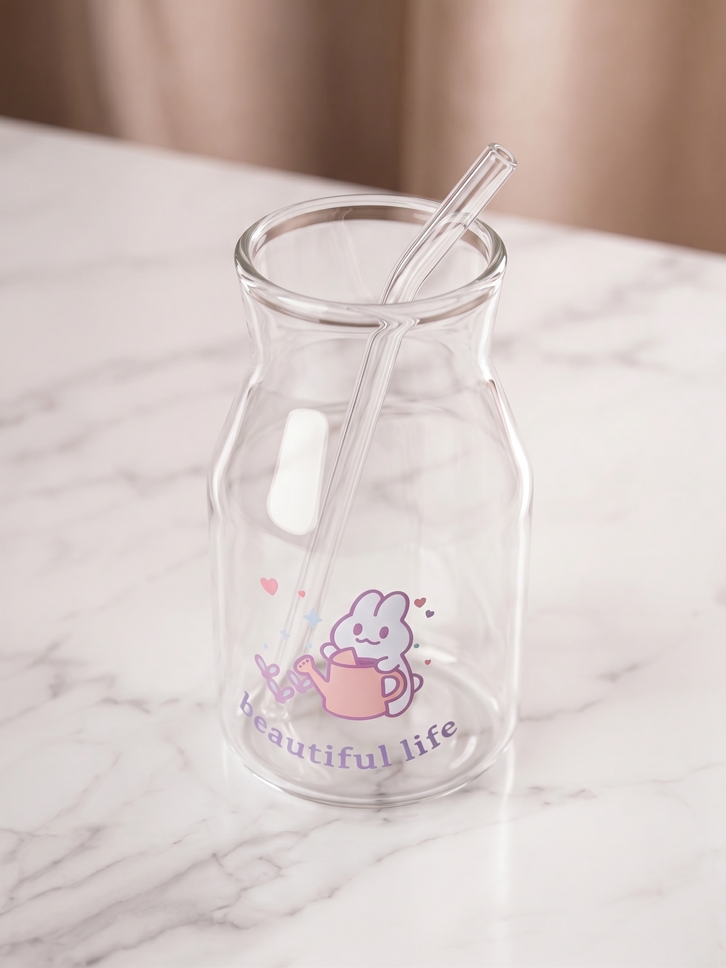 Beautiful Life Gardening Bunny Glass | Pastel Pint Drinking Glass