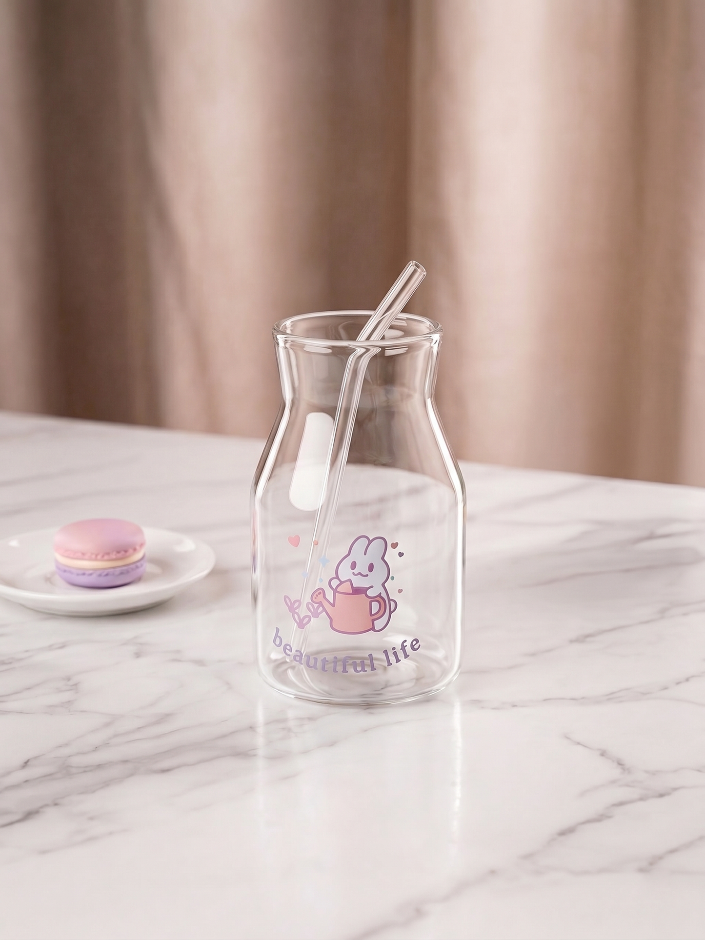 Beautiful Life Gardening Bunny Glass | Pastel Pint Drinking Glass