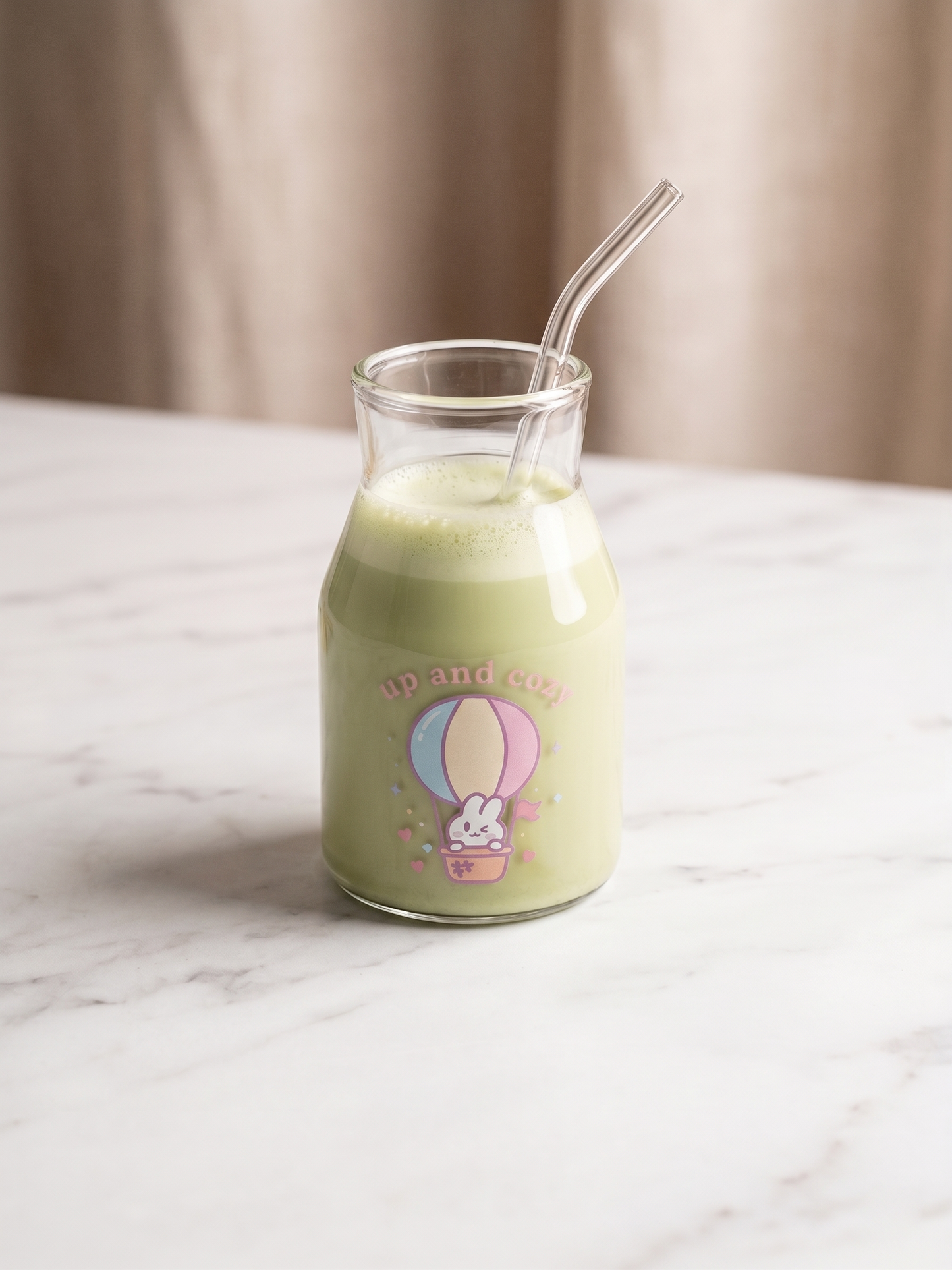 Up and Cozy Hot Air Balloon Bunny Glass | Pastel Pint Drinking Glass