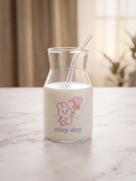 Cozy Day Bunny Glass | Pastel Pint Drinking Glass
