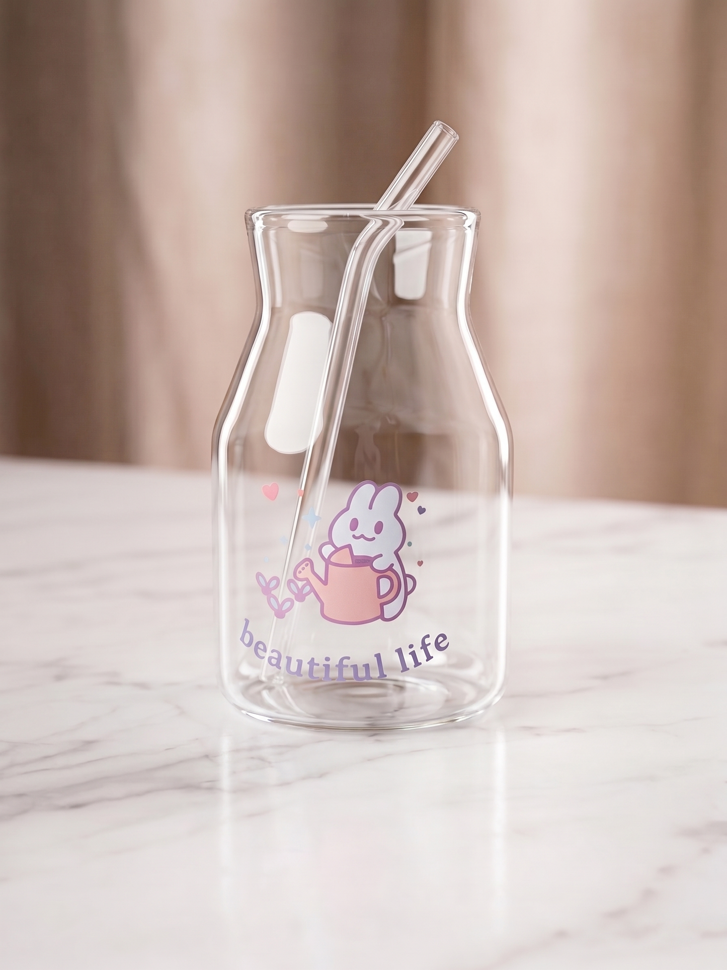 Beautiful Life Gardening Bunny Glass | Pastel Pint Drinking Glass