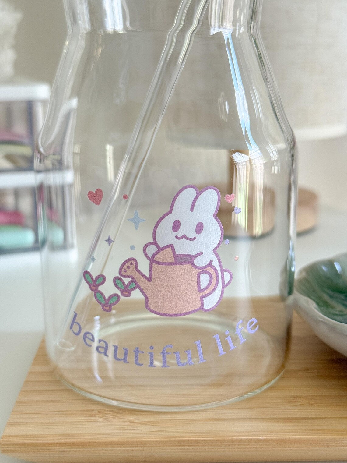Beautiful Life Gardening Bunny Glass | Pastel Pint Drinking Glass
