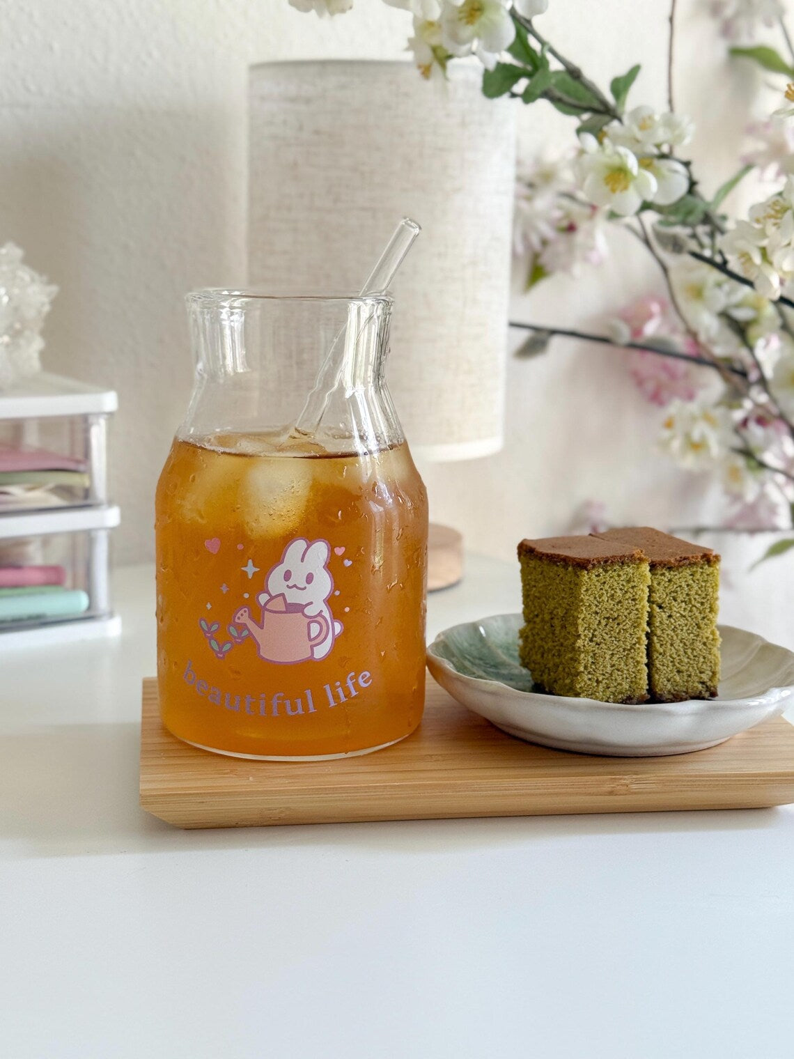 Beautiful Life Gardening Bunny Glass | Pastel Pint Drinking Glass