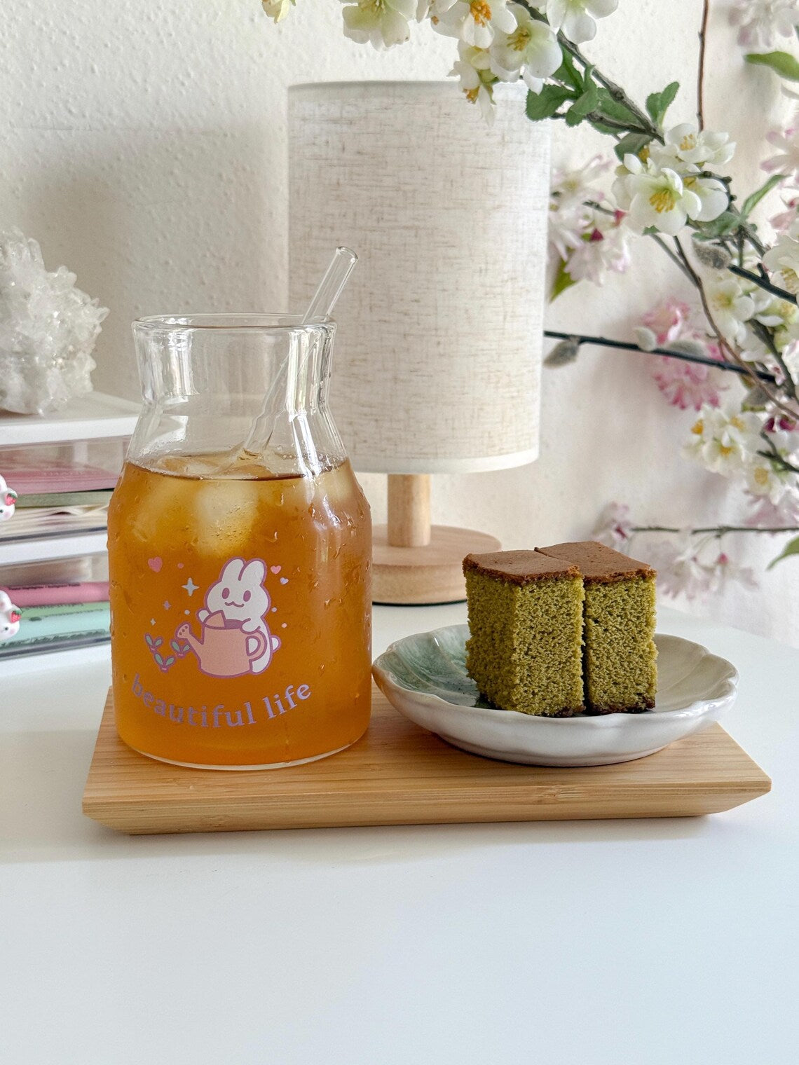 Beautiful Life Gardening Bunny Glass | Pastel Pint Drinking Glass