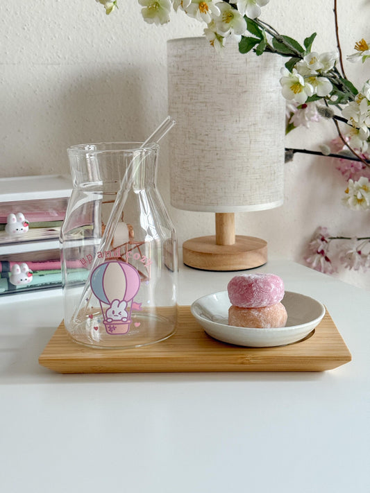 Up and Cozy Hot Air Balloon Bunny Glass | Pastel Pint Drinking Glass