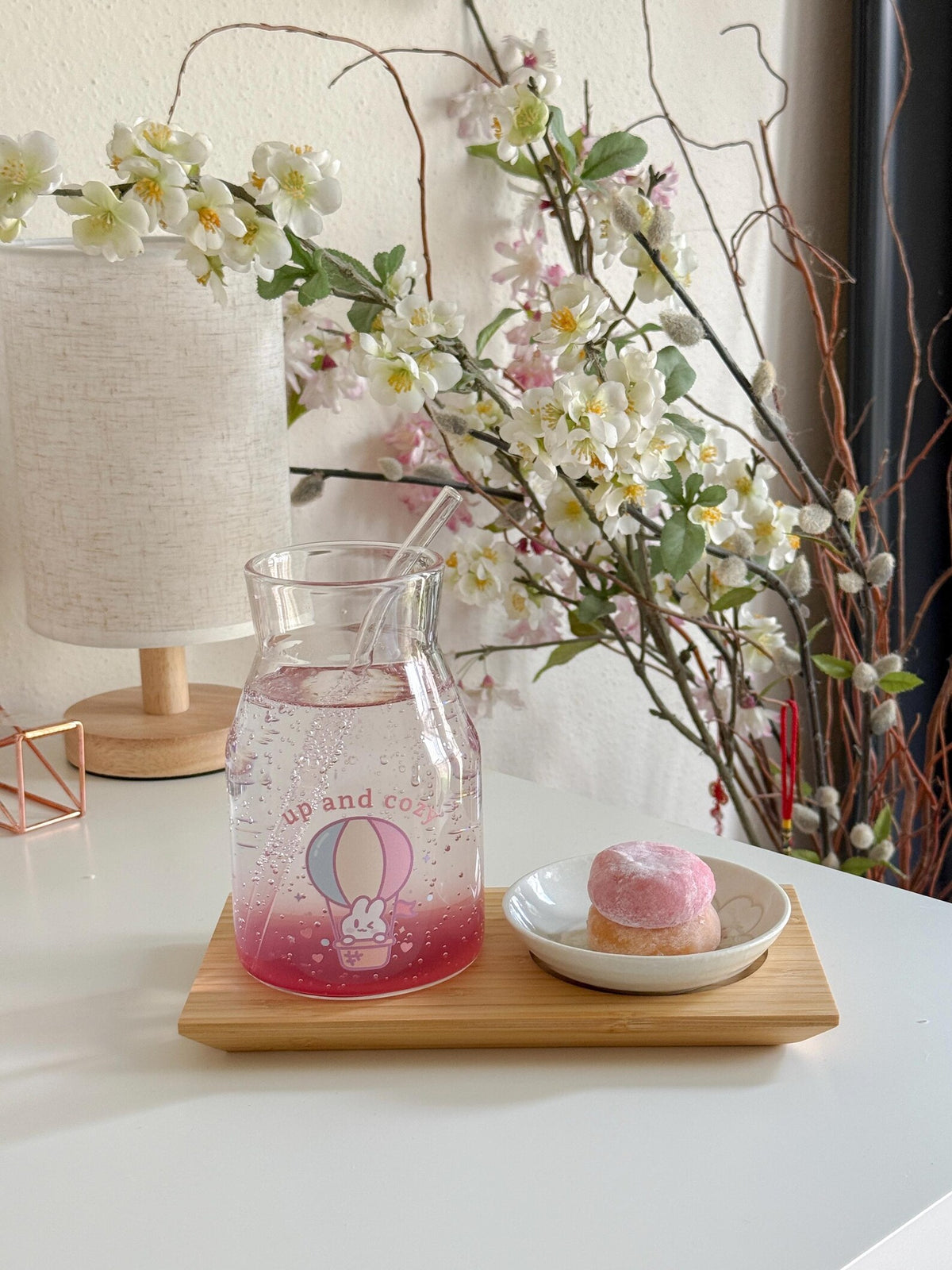 Up and Cozy Hot Air Balloon Bunny Glass | Pastel Pint Drinking Glass