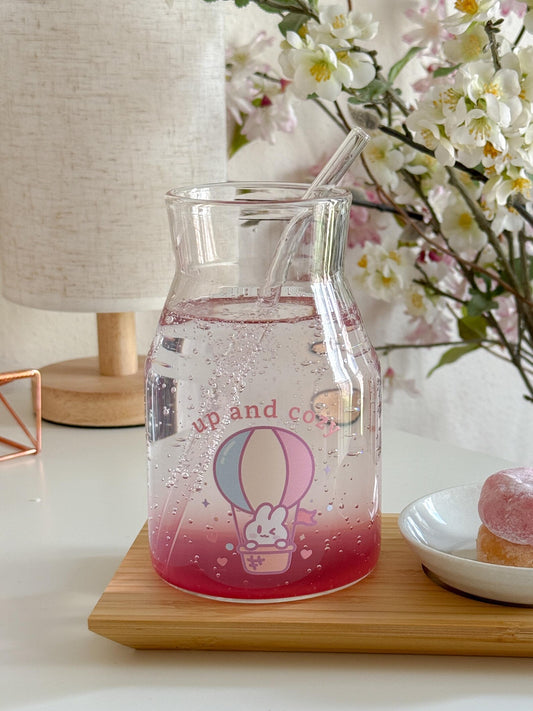 Up and Cozy Hot Air Balloon Bunny Glass | Pastel Pint Drinking Glass