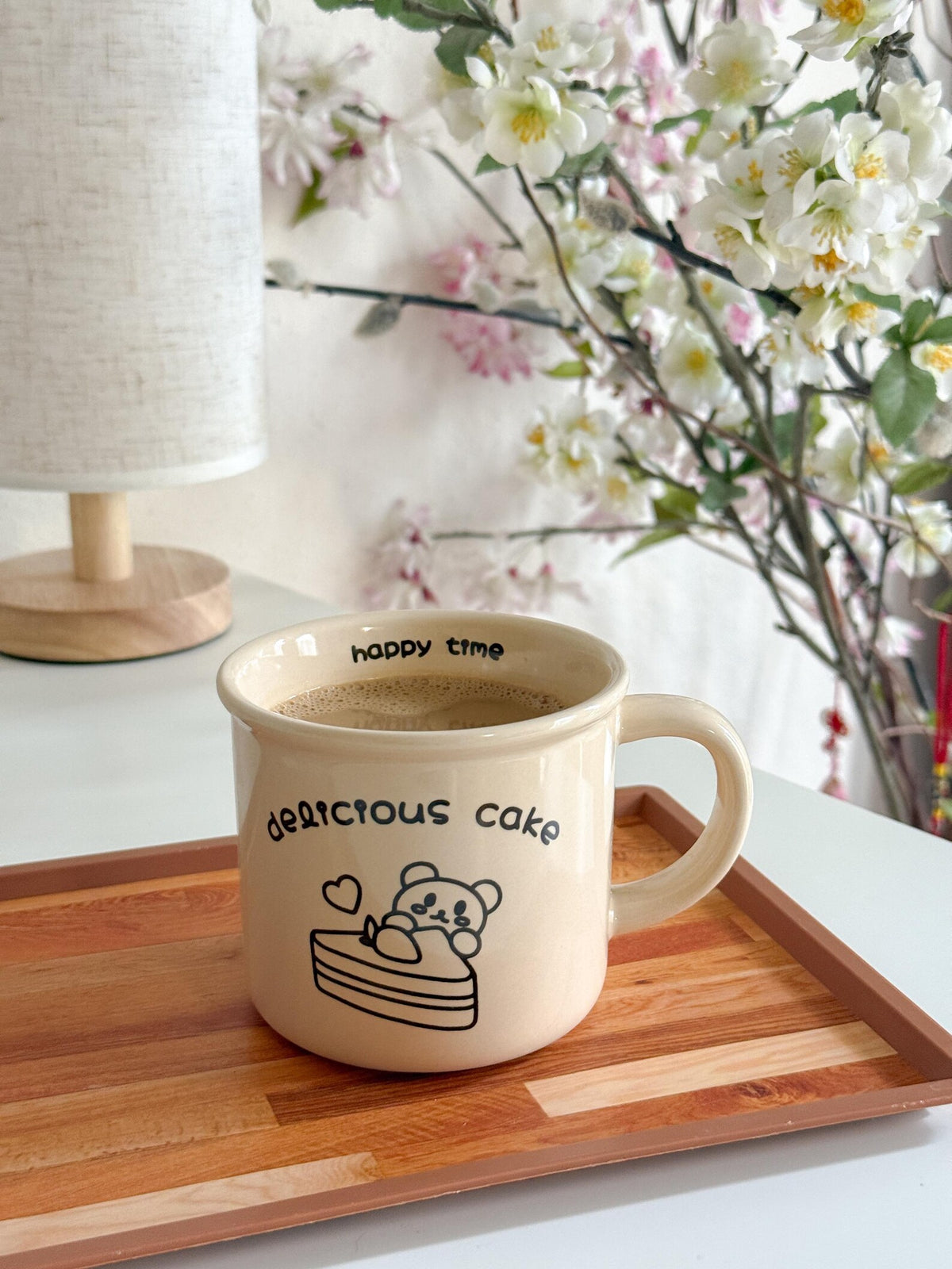 Ceramic Bear Cake Mug | Delicious Cake Beige Colored Mug