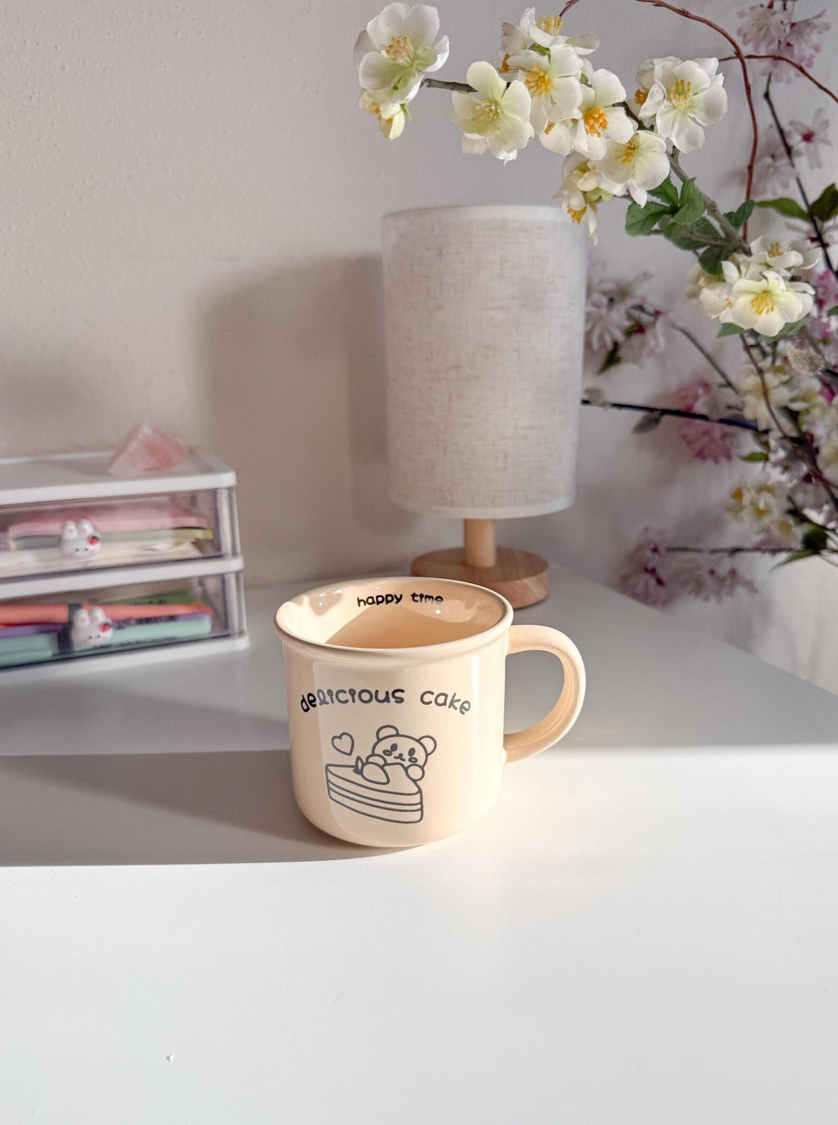 Ceramic Bear Cake Mug | Delicious Cake Beige Colored Mug