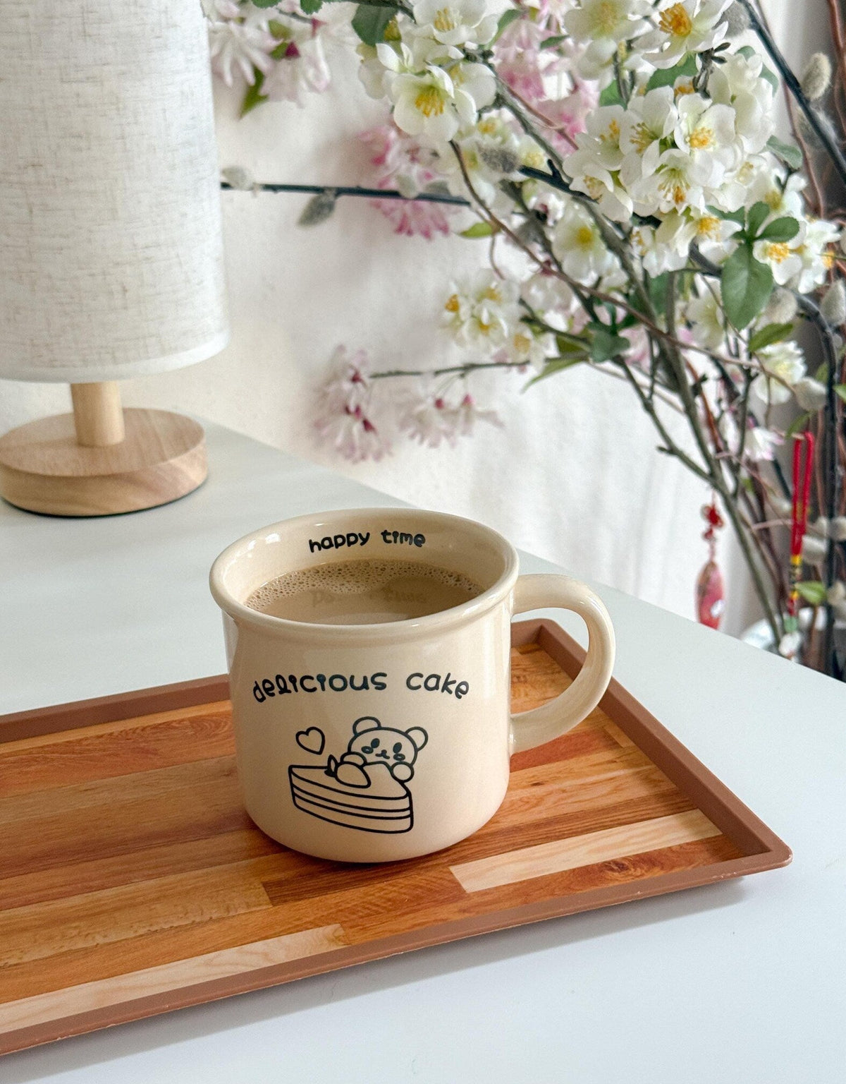 Ceramic Bear Cake Mug | Delicious Cake Beige Colored Mug